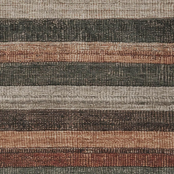 HomeRoots 5' Striped Washable Area Rug in Rust and Taupe – Durable Indoor/Outdoor Design for High-Traffic Spaces 10' X 14' 623245