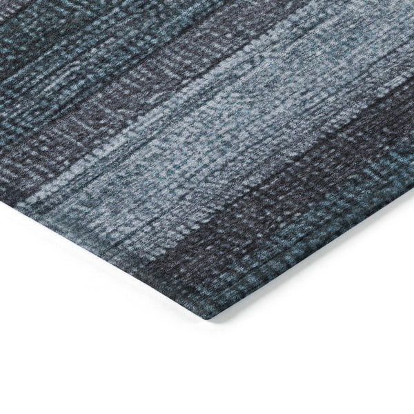 HomeRoots 5' Striped Teal Blue and Gray Washable Area Rug for Indoor/Outdoor Use - Durable, Stylish & Easy Care 5' X 8' 623247