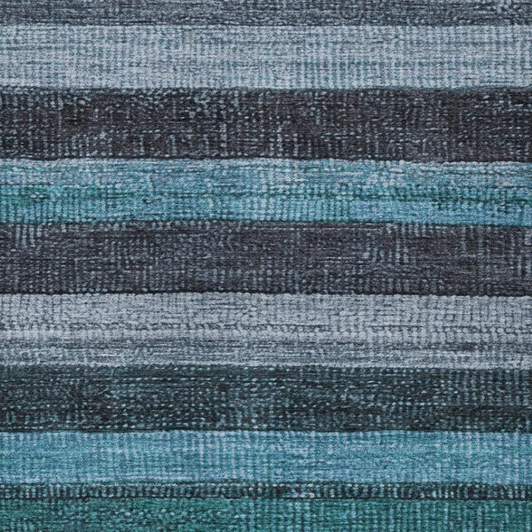 HomeRoots 5' Striped Teal Blue and Gray Washable Area Rug for Indoor/Outdoor Use - Durable, Stylish & Easy Care 5' X 8' 623247