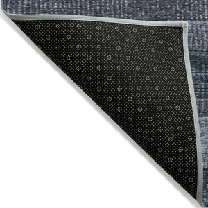 HomeRoots 5' Striped Teal Blue and Gray Washable Area Rug for Indoor/Outdoor Use - Durable, Stylish & Easy Care 8' Round 623248