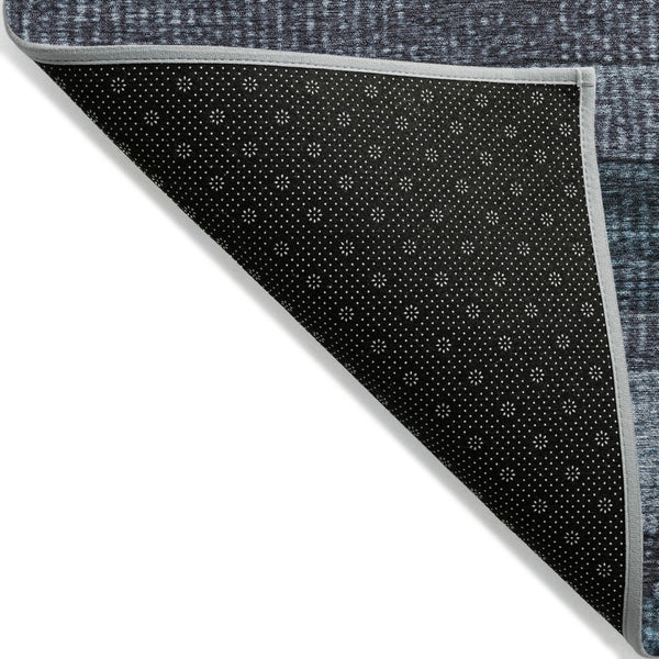 HomeRoots 5' Striped Teal Blue and Gray Washable Area Rug for Indoor/Outdoor Use - Durable, Stylish & Easy Care 8' Round 623248