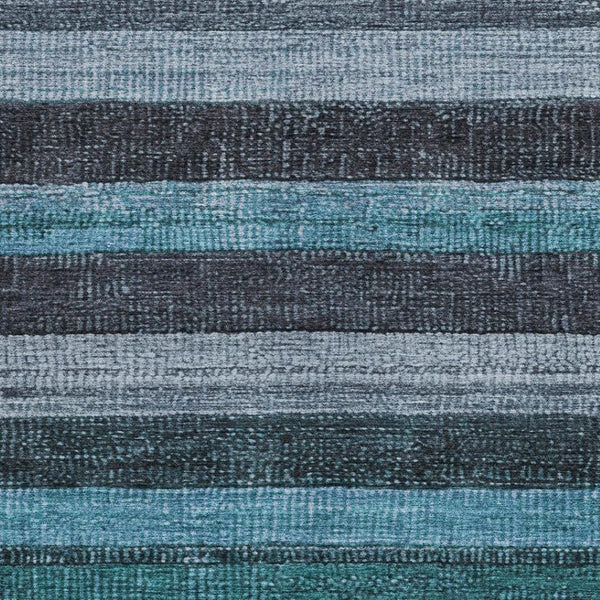 HomeRoots 5' Striped Teal Blue and Gray Washable Area Rug for Indoor/Outdoor Use - Durable, Stylish & Easy Care 8' X 10' 623249
