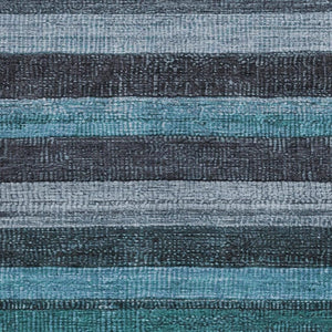 HomeRoots 5' Striped Teal Blue and Gray Washable Area Rug for Indoor/Outdoor Use - Durable, Stylish & Easy Care 10' X 14' 623251