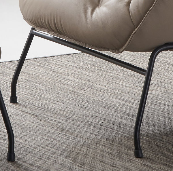 English Elm Zusa Khaki Top Grain Leather Accent Chair & Ottoman with Metal Legs, Full Foam Comfort, 19" Seat Height B2726S00390