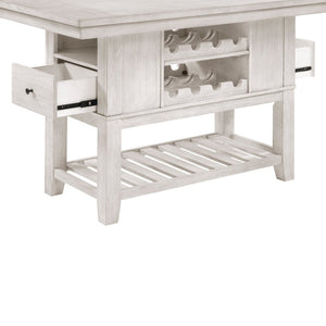 English Elm Modern Farmhouse Counter Height Dining Table with Wine Racks Drawers Antique White B011S02060