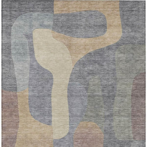 HomeRoots 5' Gray and Gold Abstract Area Rug – Stylish, Washable, Indoor-Outdoor Design for Modern Spaces 5' X 8' 623289
