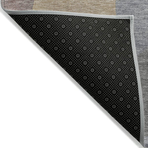 HomeRoots 5' Gray and Gold Abstract Area Rug – Stylish, Washable, Indoor-Outdoor Design for Modern Spaces 5' X 8' 623289