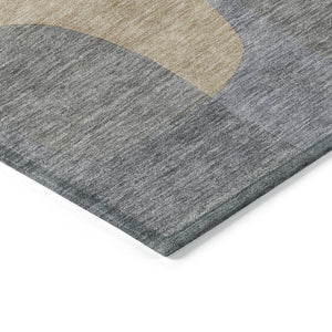 HomeRoots 5' Gray and Gold Abstract Area Rug – Stylish, Washable, Indoor-Outdoor Design for Modern Spaces 8' X 10' 623291