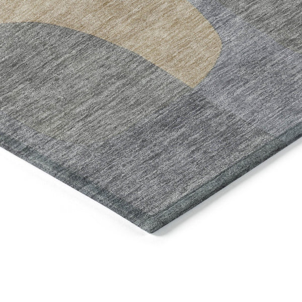 HomeRoots 5' Gray and Gold Abstract Area Rug – Stylish, Washable, Indoor-Outdoor Design for Modern Spaces 8' X 10' 623291