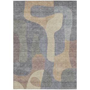 HomeRoots 5' Gray and Gold Abstract Area Rug – Stylish, Washable, Indoor-Outdoor Design for Modern Spaces 9' X 12' 623292