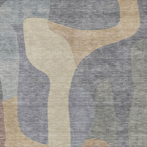 HomeRoots 5' Gray and Gold Abstract Area Rug – Stylish, Washable, Indoor-Outdoor Design for Modern Spaces 9' X 12' 623292
