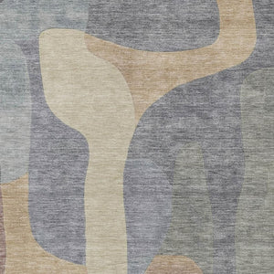 HomeRoots 5' Gray and Gold Abstract Area Rug – Stylish, Washable, Indoor-Outdoor Design for Modern Spaces 10' X 14' 623293