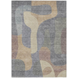 HomeRoots 5' Gray and Gold Abstract Area Rug – Stylish, Washable, Indoor-Outdoor Design for Modern Spaces 10' X 14' 623293