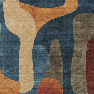 HomeRoots 5' Bold Navy Blue and Orange Abstract Area Rug – Washable, Durable for Indoor and Outdoor Use 8' X 10' 623297