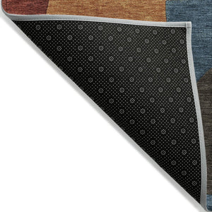 HomeRoots 5' Bold Navy Blue and Orange Abstract Area Rug – Washable, Durable for Indoor and Outdoor Use 8' X 10' 623297