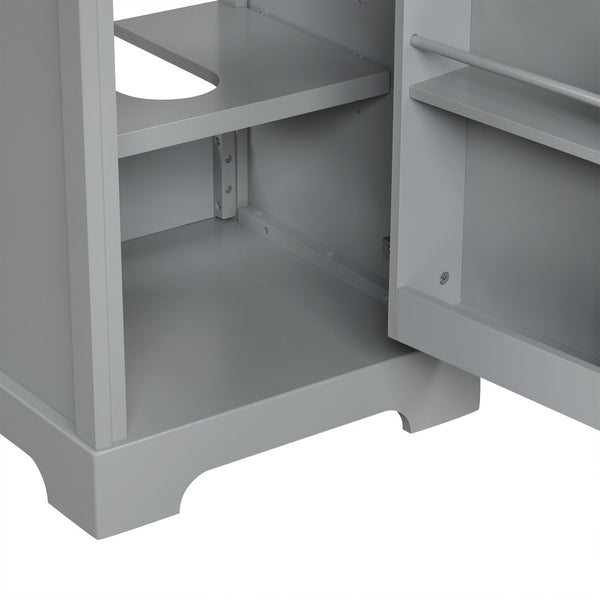 English Elm 20" Bathroom Vanity with Ceramic Sink, MDF Construction, Soft-Closing Door, Storage Rack & Shelf Grey N725P218017E