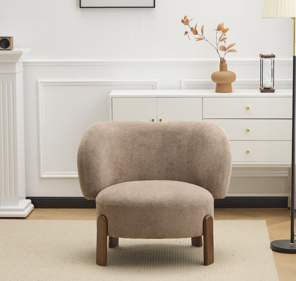 English Elm Christopher Knight Home® - Cozy Wingback Armchair with Plush Bouclé Upholstery, Solid Wood Legs, Ergonomic Support, Timeless Style Light Brown 33.5 L x 25.5 W x 21.5 H N776P298155W