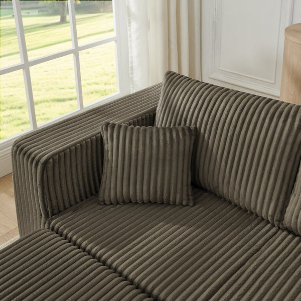 English Elm Compact Modular Sectional Corduroy Sofa High Density Foam Fill for Small Space Living Brown W487P411612