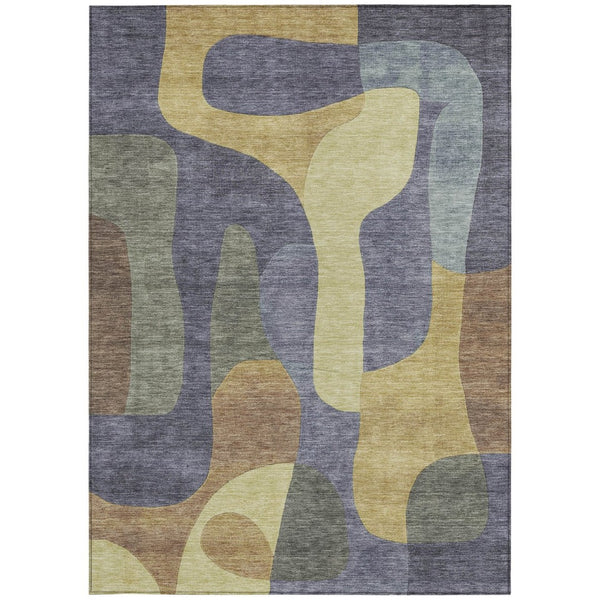 HomeRoots 5' Purple and Gold Abstract Area Rug - Stylish, Washable, Durable for Indoor and Outdoor Spaces 5' X 8' 623301