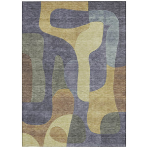 HomeRoots 5' Purple and Gold Abstract Area Rug - Stylish, Washable, Durable for Indoor and Outdoor Spaces 5' X 8' 623301