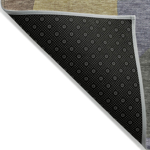 HomeRoots 5' Purple and Gold Abstract Area Rug - Stylish, Washable, Durable for Indoor and Outdoor Spaces 8' Round 623302