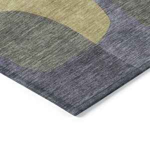 HomeRoots 5' Purple and Gold Abstract Area Rug - Stylish, Washable, Durable for Indoor and Outdoor Spaces 8' Round 623302