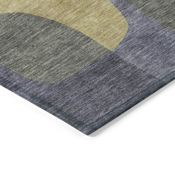 HomeRoots 5' Purple and Gold Abstract Area Rug - Stylish, Washable, Durable for Indoor and Outdoor Spaces 8' Round 623302