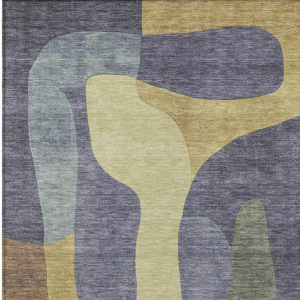 HomeRoots 5' Purple and Gold Abstract Area Rug - Stylish, Washable, Durable for Indoor and Outdoor Spaces 8' X 10' 623303