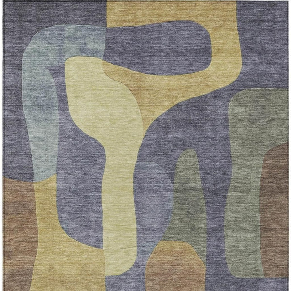 HomeRoots 5' Purple and Gold Abstract Area Rug - Stylish, Washable, Durable for Indoor and Outdoor Spaces 8' X 10' 623303