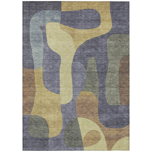 HomeRoots 5' Purple and Gold Abstract Area Rug - Stylish, Washable, Durable for Indoor and Outdoor Spaces 8' X 10' 623303