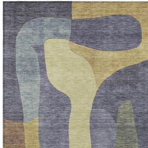 HomeRoots 5' Purple and Gold Abstract Area Rug - Stylish, Washable, Durable for Indoor and Outdoor Spaces 9' X 12' 623304