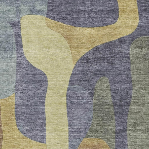 HomeRoots 5' Purple and Gold Abstract Area Rug - Stylish, Washable, Durable for Indoor and Outdoor Spaces 10' X 14' 623305