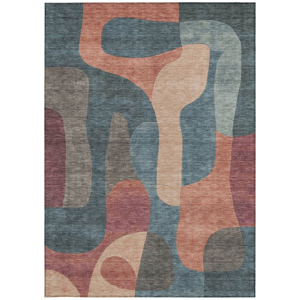 HomeRoots 5' Stylish Sage and Aqua Abstract Area Rug - Durable, Washable Design for Indoor & Outdoor Spaces 5' X 8' 623307