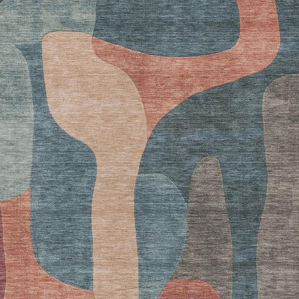 HomeRoots 5' Stylish Sage and Aqua Abstract Area Rug - Durable, Washable Design for Indoor & Outdoor Spaces 5' X 8' 623307