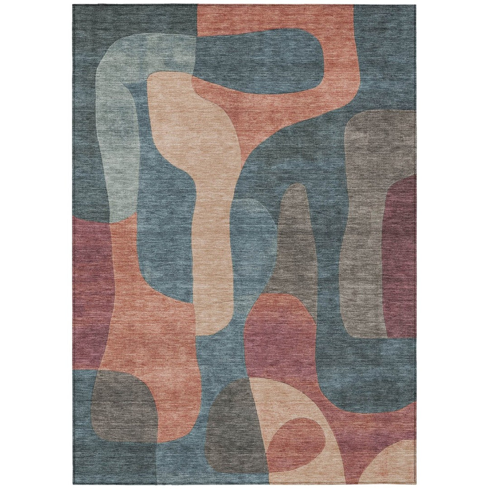 HomeRoots 5' Stylish Sage and Aqua Abstract Area Rug - Durable, Washable Design for Indoor & Outdoor Spaces 5' X 8' 623307