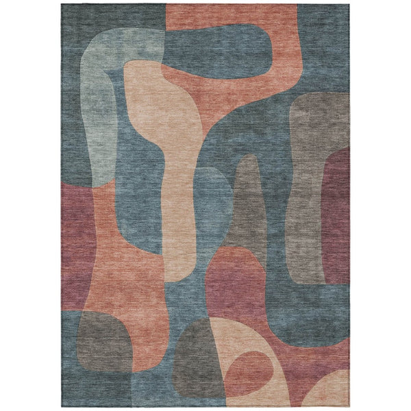 HomeRoots 5' Stylish Sage and Aqua Abstract Area Rug - Durable, Washable Design for Indoor & Outdoor Spaces 5' X 8' 623307