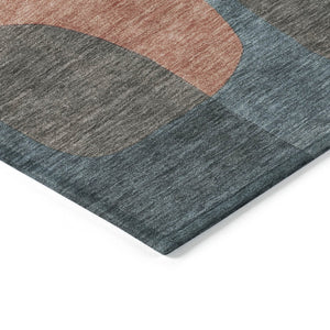HomeRoots 5' Stylish Sage and Aqua Abstract Area Rug - Durable, Washable Design for Indoor & Outdoor Spaces 8' Round 623308