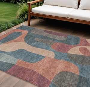 HomeRoots 5' Stylish Sage and Aqua Abstract Area Rug - Durable, Washable Design for Indoor & Outdoor Spaces 9' X 12' 623310