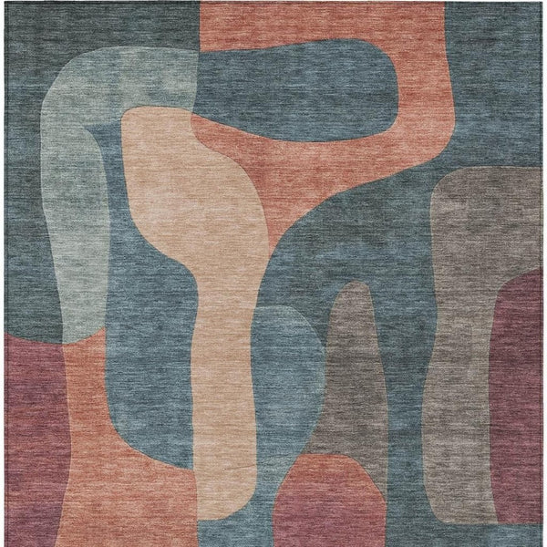 HomeRoots 5' Stylish Sage and Aqua Abstract Area Rug - Durable, Washable Design for Indoor & Outdoor Spaces 10' X 14' 623311