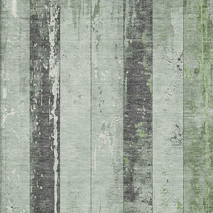 HomeRoots 5' Stylish Artichoke Green & Gray Striped Washable Area Rug for Indoor & Outdoor Versatility 10' X 14' 623317