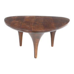 HomeRoots 38" Modern Brown Triangle Pedestal Coffee Table - Solid Wood Design for Living Room & Office Use 623336