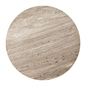 HomeRoots 33" Beige Marble & Black Wood Round Pedestal Coffee Table - Elegant Modern Design for Any Space 623338
