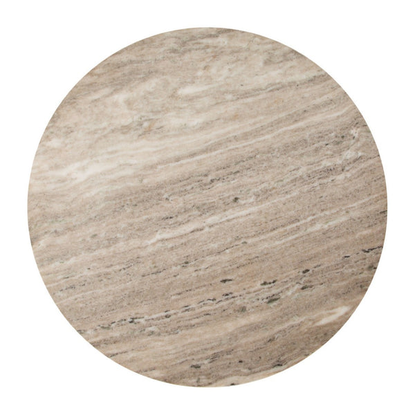 HomeRoots 33" Beige Marble & Black Wood Round Pedestal Coffee Table - Elegant Modern Design for Any Space 623338