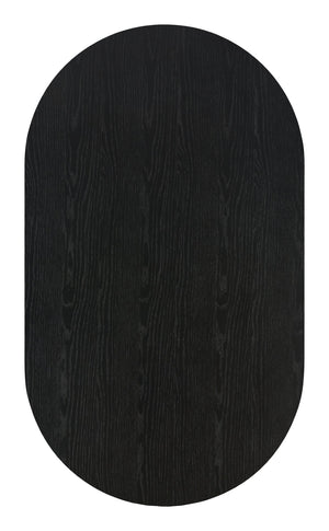 HomeRoots 47" Elegant Black Oval Pedestal Coffee Table with Drawer for Modern Living Room Décor & Storage 623340