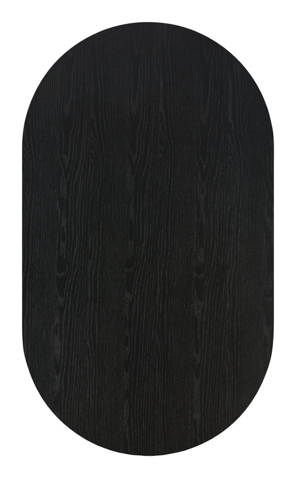 HomeRoots 47" Elegant Black Oval Pedestal Coffee Table with Drawer for Modern Living Room Décor & Storage 623340