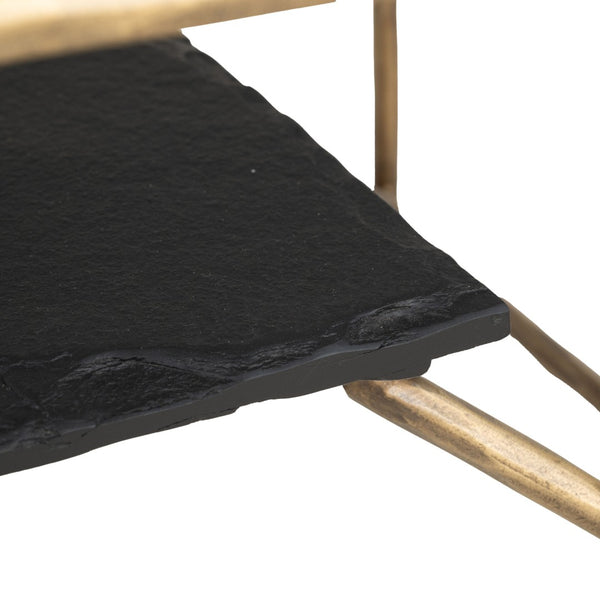 HomeRoots 48" Brass Glass and Iron Pedestal Coffee Table - Elegant Centerpiece for Modern Living Spaces & Offices 623341