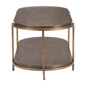 HomeRoots 48" Brown Oval Pedestal Coffee Table - Classic Style Meets Modern Durability for Any Space 623342