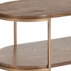 HomeRoots 48" Brown Oval Pedestal Coffee Table - Classic Style Meets Modern Durability for Any Space 623342