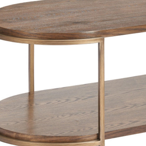 HomeRoots 48" Brown Oval Pedestal Coffee Table - Classic Style Meets Modern Durability for Any Space 623342