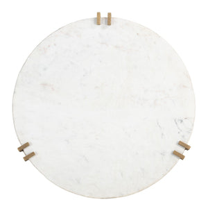 HomeRoots 33" White Genuine Marble Round Pedestal Coffee Table – Modern Iron Base, Elegant Design & Versatile Use 623344
